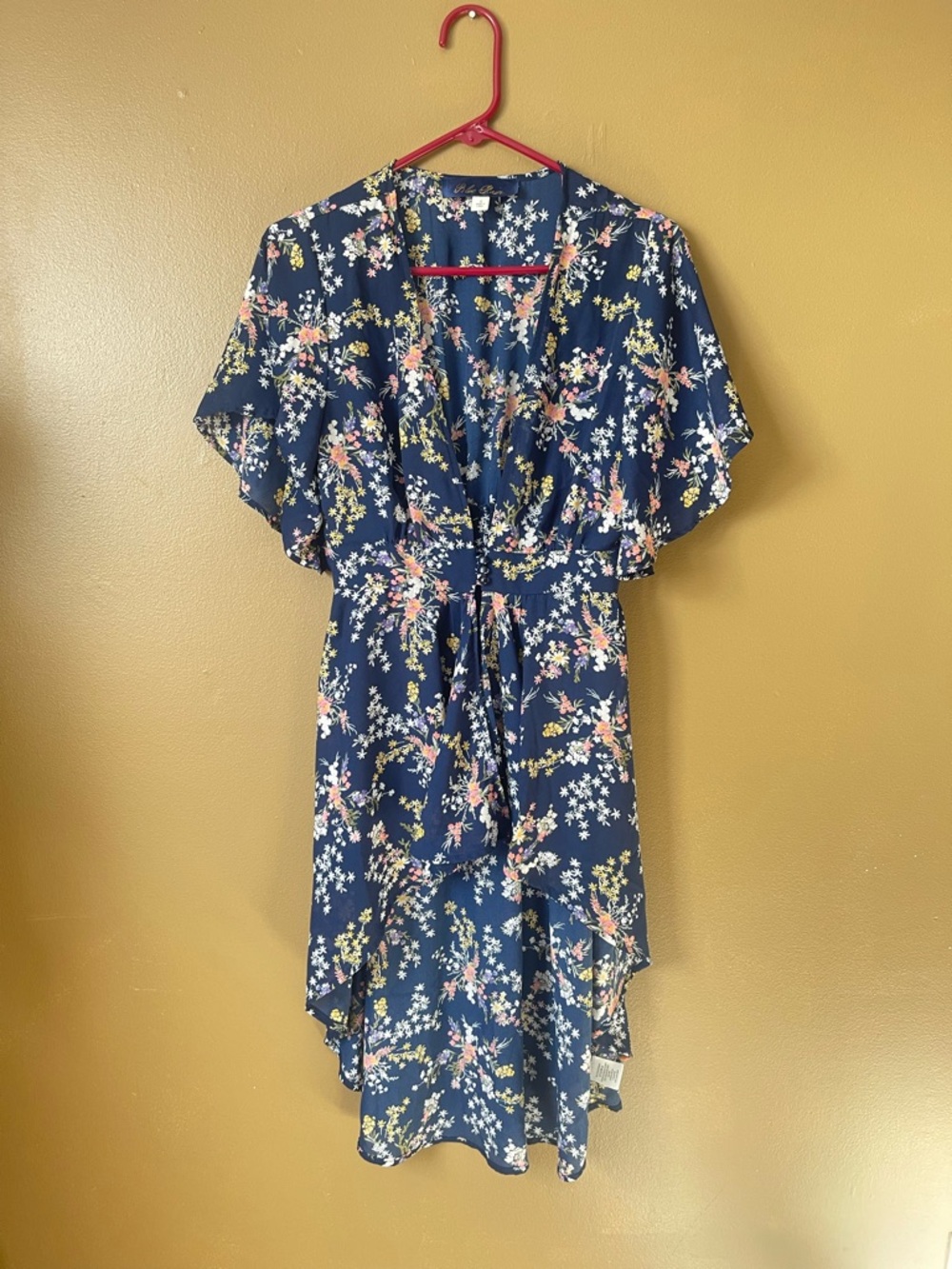 Floral Navy High-Low Cardigan